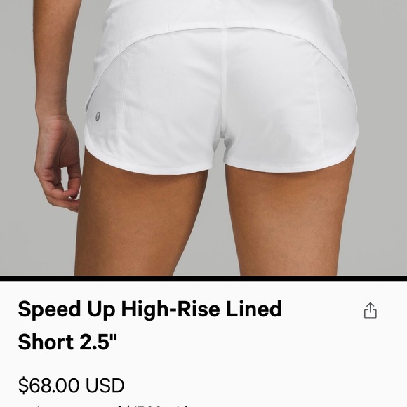 lululemon athletica Pants - Lululemon Speed-Up Shorts, White, Size 6
